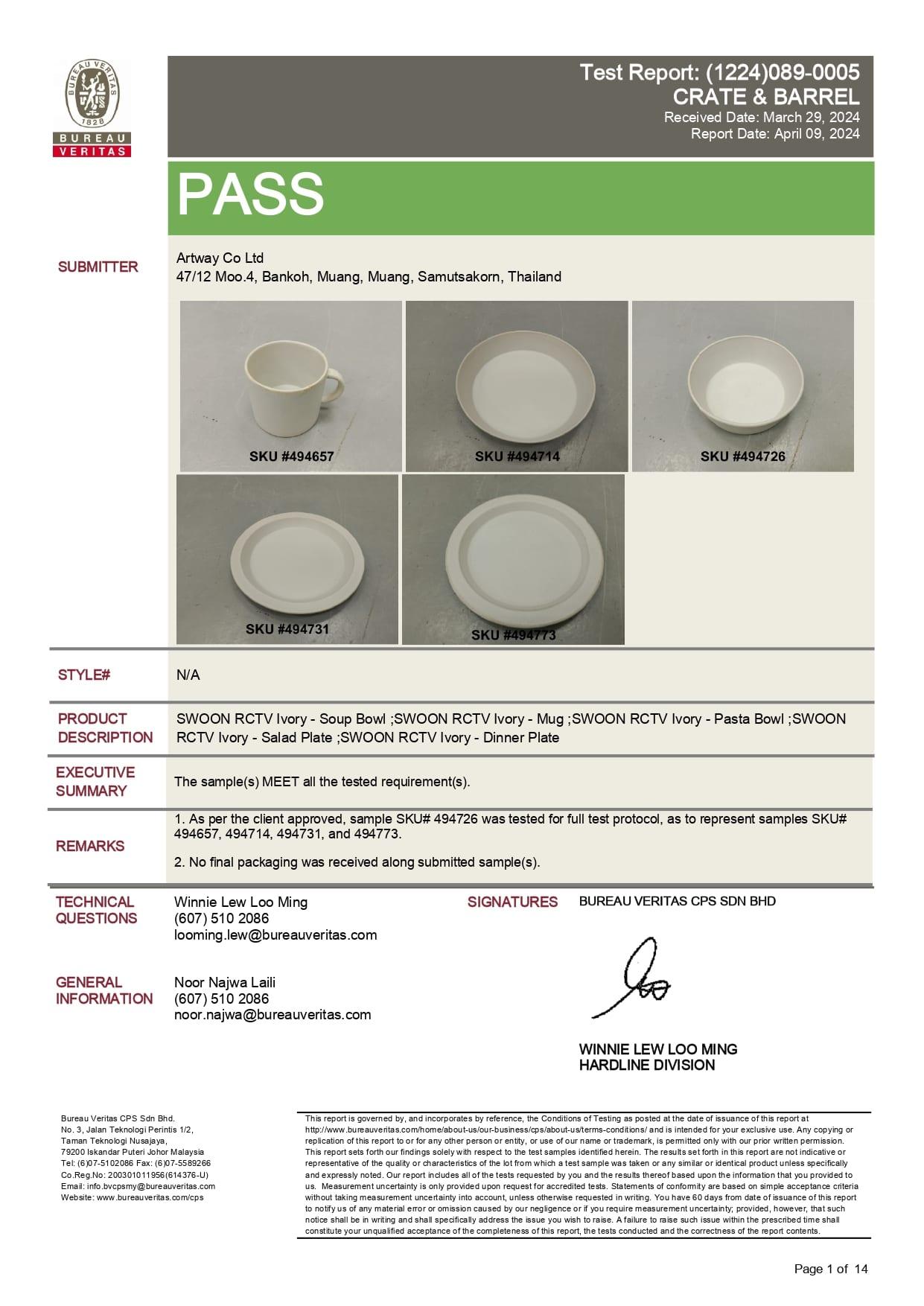 CA Prop 65 Certificate